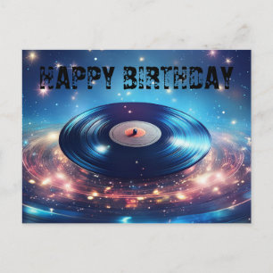 Vintage vinylplaat met sterren Gefeliciteerd verja Briefkaart