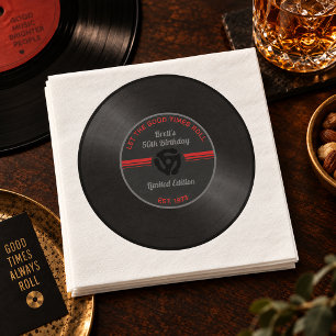 Vintage Vinylplaat Verjaardagsfeest Servetten – Re