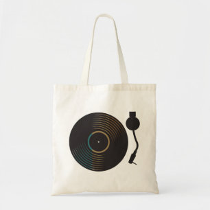 Vintage Vinylplatenspeler Minimalistische Muziek Tote Bag