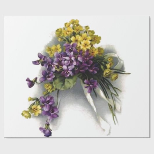 Vintage Violet Bouquet Vrijgezellenfeest Cadeaupapier (Vlak)