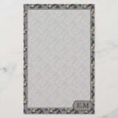 Vintage Violet Butterfly Pattern Personalised Briefpapier (Voorkant)