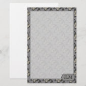 Vintage Violet Butterfly Pattern Personalised Briefpapier (Voorkant / Achterkant)