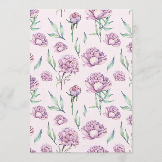 Vintage Violet Peony Flowers Seamless Pattern Kaart (Voorkant)