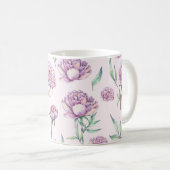 Vintage Violet Peony Flowers Seamless Pattern Koffiemok (Voorkant rechts)