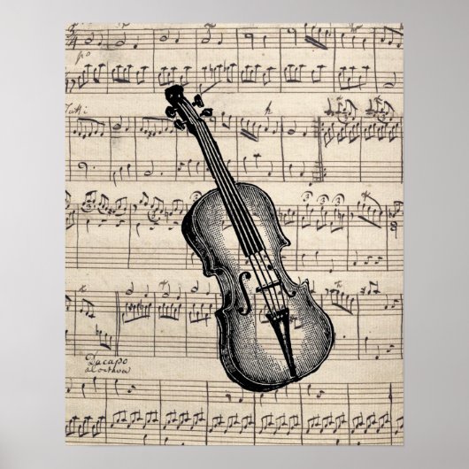 Vintage Violin en vel Music Poster (Voorkant)
