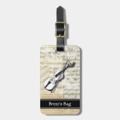 Vintage Violin Music Bagagelabel (Voorkant verticaal)