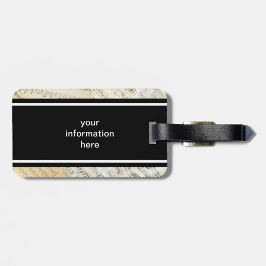 Vintage Violin Music Bagagelabel (Achterkant horizontaal)