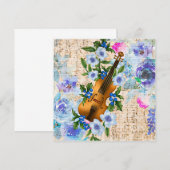 Vintage Viool met Bloemend Muziek (Voorkant / Achterkant)