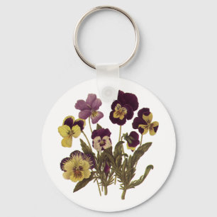 Vintage viooltjes in bloei, bloementuin bloemen sleutelhanger