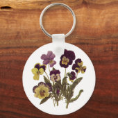 Vintage viooltjes in bloei, bloementuin bloemen sleutelhanger (Voorkant)