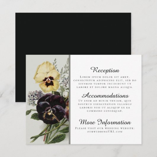 Vintage viooltjes ontvangstkaarten informatiekaartje (Voorkant / Achterkant)