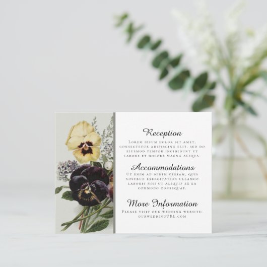 Vintage viooltjes ontvangstkaarten informatiekaartje (Staand voorkant)