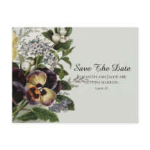 Vintage Viooltjes Save the Date Ansichtkaart