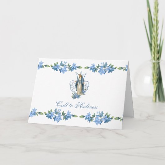 Vintage Virgin Mary Catholic Floral Religious Kaart (Voorkant)