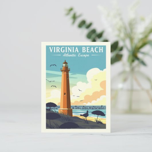 Vintage Virginia Beach Briefkaart (Staand voorkant)