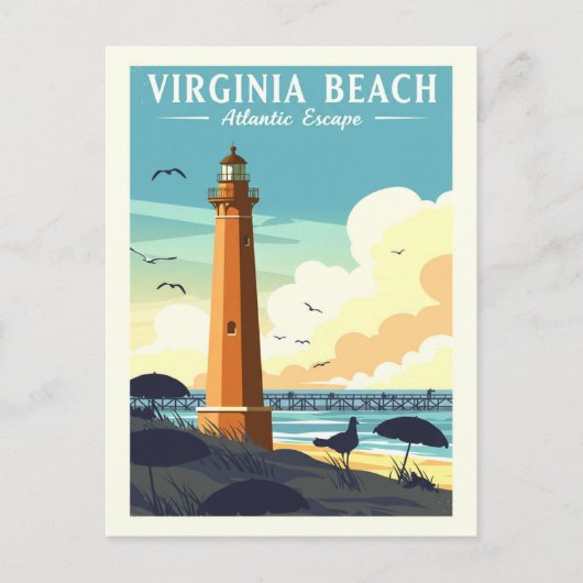 Vintage Virginia Beach Briefkaart (Voorkant)