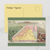 Vintage Virginia Map Briefkaart (Voorkant / Achterkant)