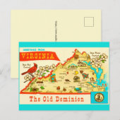 Vintage Virginia Map Postcard Briefkaart (Voorkant / Achterkant)