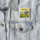 Vintage Virginia Vierkante Button 5,1 Cm (In situ)