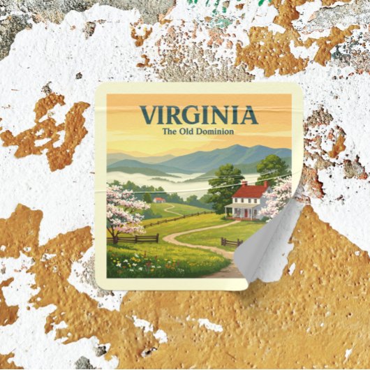 Vintage Virginia Vierkante Sticker