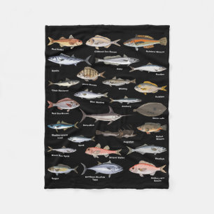 Vintage Vis Identificatiekaart Vissen  Fleece Deken