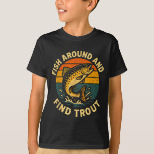 Vintage Vis Rond En Vind Forel Visser Visserij T-shirt