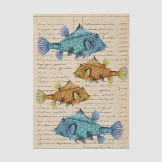 Vintage visdecoupage tissuepapier (Voorkant)