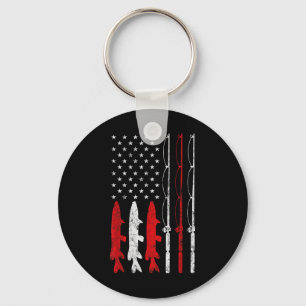 Vintage Visgerei Amerikaans Vlag Geschenk Voor Sleutelhanger