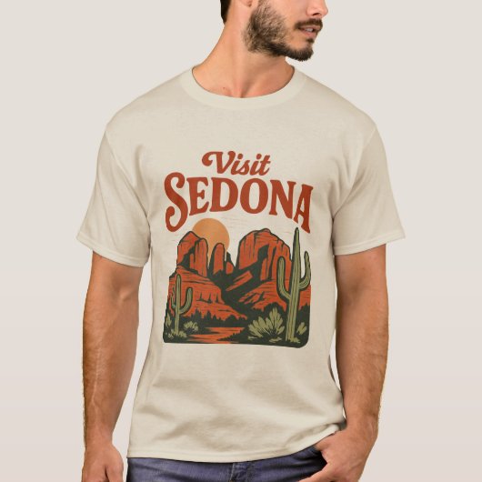 Vintage "Visit Sedona" Desert Travel T-Shirt (Voorkant)