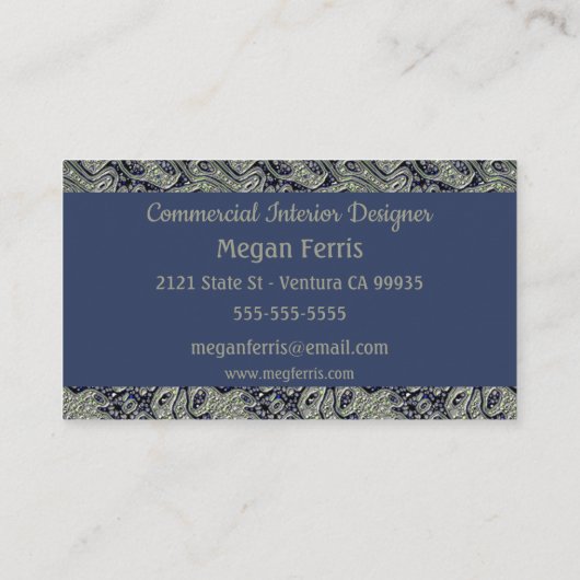 Vintage Visitekaartje in geborsteld tin (Achterkant)