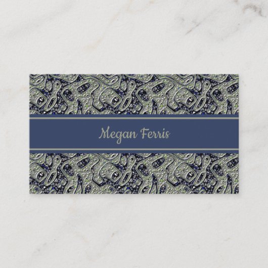 Vintage Visitekaartje in geborsteld tin (Voorkant)