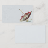 Vintage Visitekaartje Parasol Illustratie (Voorkant / Achterkant)