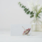 Vintage Visitekaartje Parasol Illustratie (Staand voorkant)