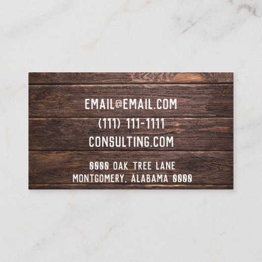 vintage visitekaartje van hout (Achterkant)