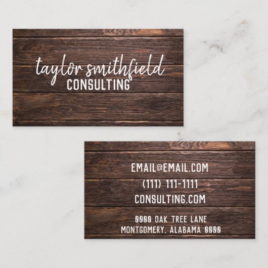 vintage visitekaartje van hout (Voorkant / Achterkant)