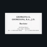 Vintage, Visitekaartje voor de beroepsoefening<br><div class="desc">Dit ouderwetse ontwerp van het visitekaartje kenmerkt een voornaam en een familienaam,  een titel van de baanrol,  en contactdetails die kunnen worden aangepast. Het heeft ook een enkele lijn grens. Dergelijke visitekaartjes kunnen worden gebruikt door een beroepsbeoefenaar zoals een advocaat,  een advocaat of een advocaat.</div>