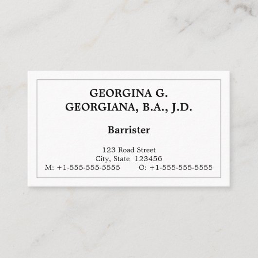 Vintage, Visitekaartje voor de beroepsoefening (Voorkant)