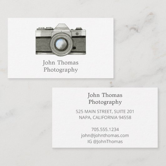 Vintage Visitekaartje Waterverf SLR-camera (Voorkant / Achterkant)