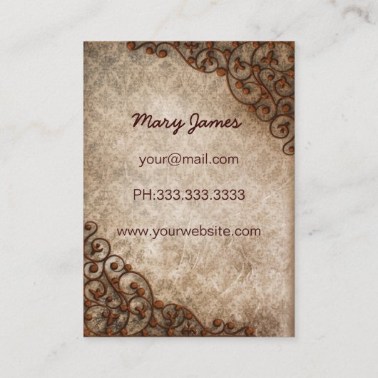 vintage visitekaartjes voor mannequine mode (Achterkant)