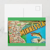 Vintage viskaart van Minnesota  Briefkaart (Voorkant / Achterkant)