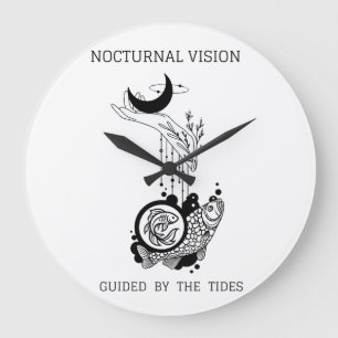 Vintage Vissen Astrologie Lijnkunst Grote Klok
