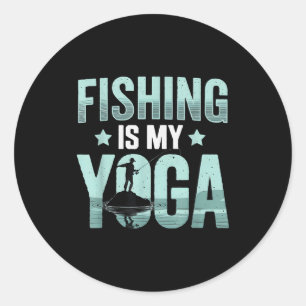 Vintage vissen is mijn yoga ontspanning mannen vis ronde sticker