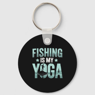 Vintage vissen is mijn yoga ontspanning mannen vis sleutelhanger