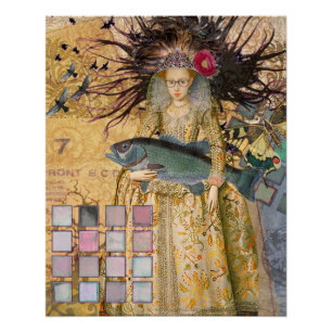 Vintage Vissen Vrouw Gothic Klassieker Perfect Poster