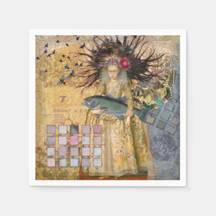Vintage Vissen Vrouw Gothic Klassieker Servet