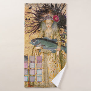 Vintage Vissen Vrouw Gothisch Klassiek Bad Handdoek