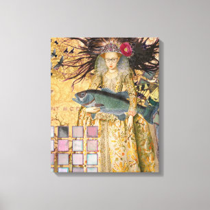 Vintage Vissen Vrouw Gothisch Klassiek Canvas Afdruk
