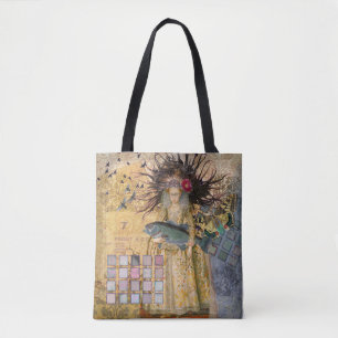 Vintage Vissen Vrouw Gothisch Klassiek Tote Bag