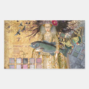 Vintage Vissen Vrouw Gotische Klassieker Rechthoekige Sticker