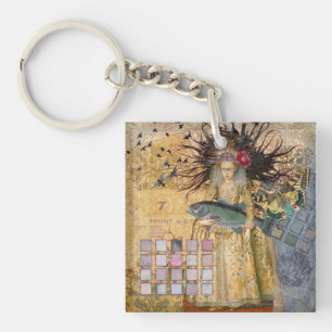 Vintage Vissen Vrouw Gotische Klassieker Sleutelhanger